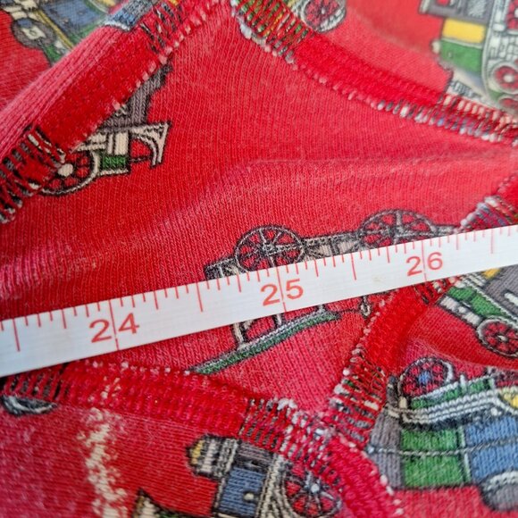 Hanna Andersson Size US 10‎ EU 140 Organic Cotton Long John Pajamas Red Trains - Picture 10 of 11